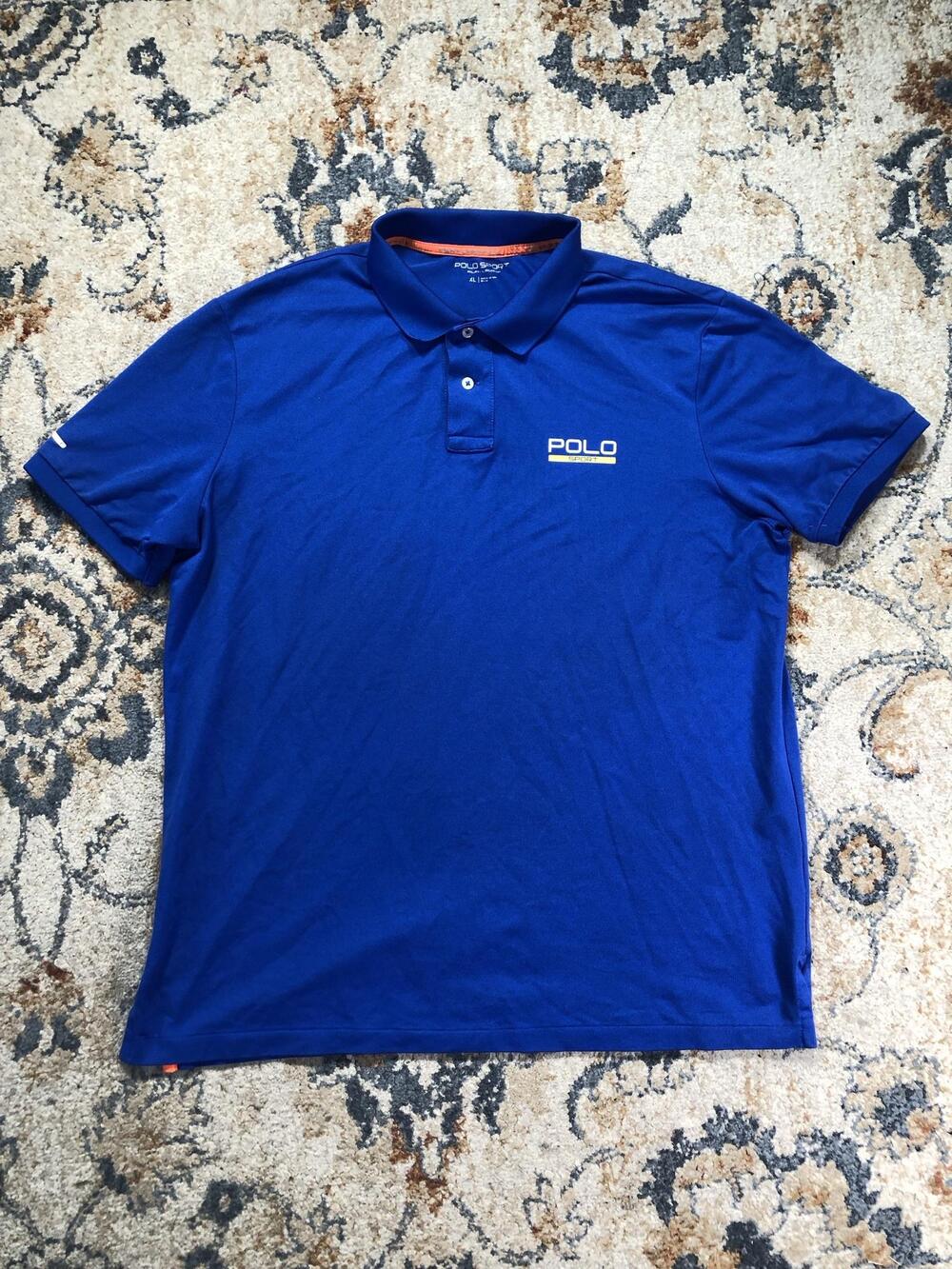 Polo Sport Ralph Lauren Polo Shirt Mens XL Blue Solid Performance Short Sleeve